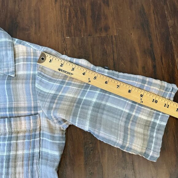 ALICE + OLIVIA Plaid Button Up Shirt Roll-Tab Sleeve Hi-Low 90s - Picture 10 of 10